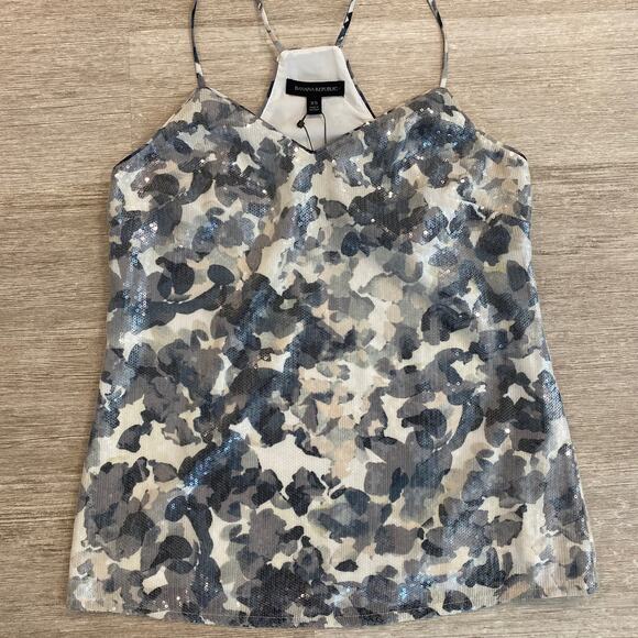 NWT Women’s Banana Republic Sequin Tank W/ Floral/Camo Print Size XS - Picture 2 of 7